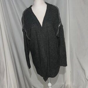 gray Democracy cardigan with silver chain detail size xs (oversized)